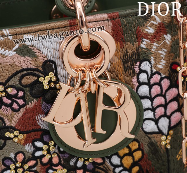 Dior专柜新款迪奥高仿原单Lady-Joy刺绣尾花手提女包 djfk1292